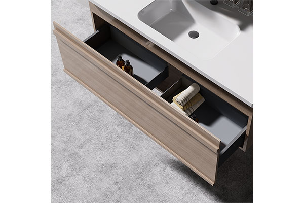 2024 Trendy Wall Mounted Bathroom Vanity Single Sink Basin Bathroom Cabinet With Smart Mirror Cabinet