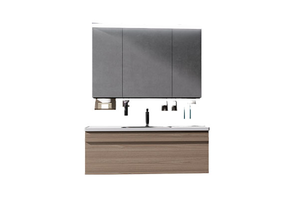 2024 Trendy Wall Mounted Bathroom Vanity Single Sink Basin Bathroom Cabinet With Smart Mirror Cabinet