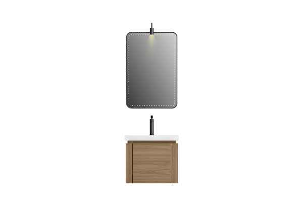 Minimalist Wood Grain Color Wall Mounted Bathroom Cabinet With Led Smart Mirror