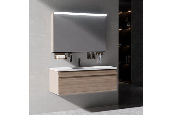 2024 Trendy Wall Mounted Bathroom Vanity Single Sink Basin Bathroom Cabinet With Smart Mirror Cabinet